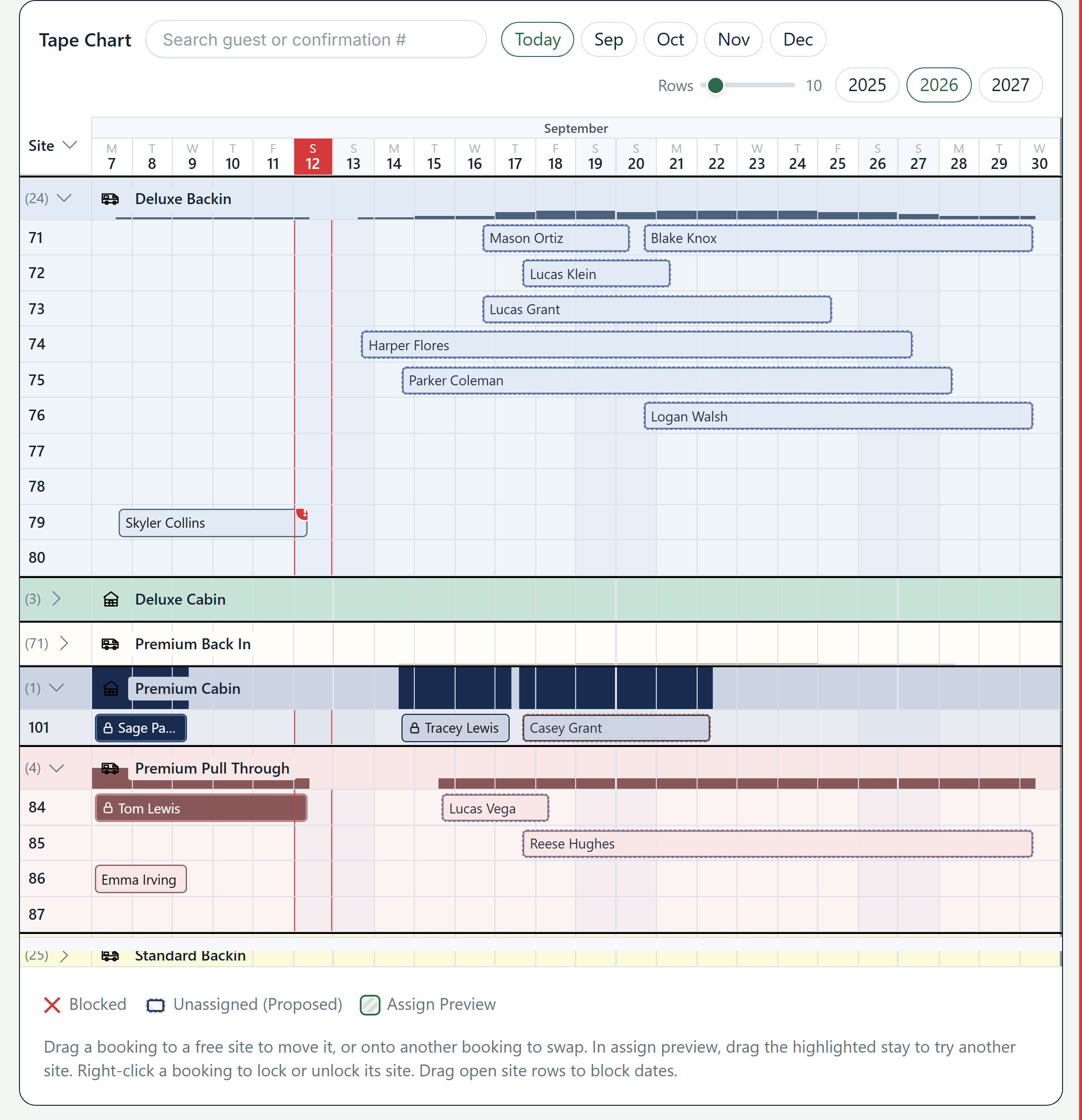 Site Grid screen in Resabl